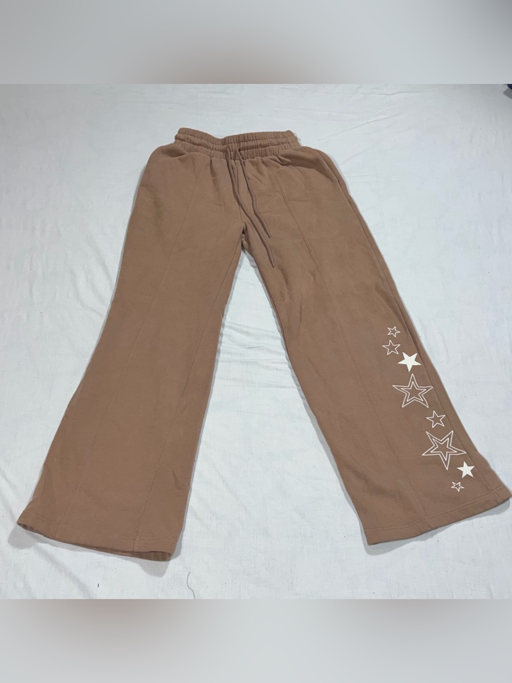 Celebrity Pink Women's S Brown Star Graphic Wide Leg Sweatpants Y2K O03